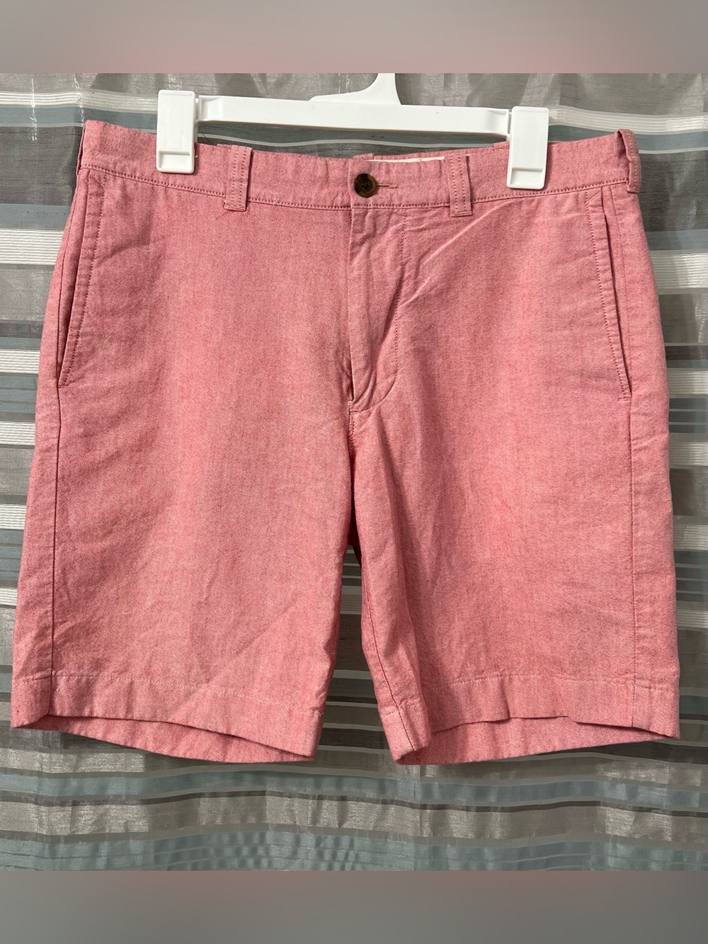 J. Crew Men's Sunwashed Oxford Rose Pink Flat-Front Linen Shorts